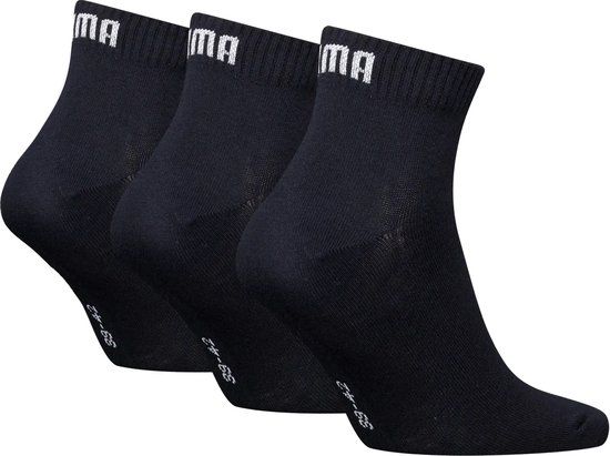 Puma Unisex Quarter Plain Enkelsokken - 3 Pack - Maat 47-49 - Zwart