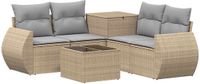 vidaXL Bankstel 2-zits Beige en Lichtgrijs Polyrattan en Staal