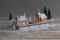 Rayher Houten Bouwset Winter/Kerstdorp met Kerk en Verlichting