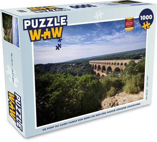 MuchoWow Puzzel De Pont du Gard vanaf een berg en een erg groene omgeving - Legpuzzel - Puzzel 1000 stukjes volwassenen