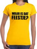 Bellatio Decorations Shoppartners Bv Waar is dat feestje? tekst t-shirt geel dames - dames shirt Waar is dat feestje? XS