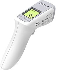 HoMedics TheraP by No Touch Infrared Thermometer - Non-contact Measuring Distance 1-5 cm in Less than 2 Second Instant Measurement and Three Colour Backlight Fever Alarm