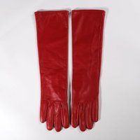 Elif Domanic Minu Rode Handschoenen Lange Leren Handschoenen Maat XS