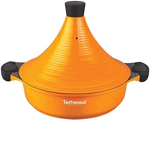 Techwood Tajine, diameter 28 cm, aluminium en porselein, oranje, TAJ-245