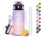 Unyqoos® Bouteille d'eau pour enfants et étanche avec paille pour un usage quotidien, rose, 0,50 l