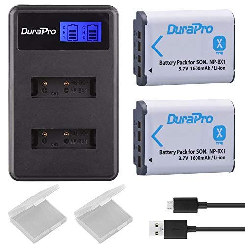 DuraPro NP-BX1 accu en LCD dual USB-oplader voor Sony NP-BX1 batterij, Sony DSC-RX100 RX100 II DSC-WX500 HX300 HX400V WX300 WX350 HDR AS100v AS200V AS15 AS30 M2