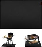 Merkloos 150 x 100 cm opvouwbare grillonderlegger valbeschermingsmatten - outdoor vloermat voor gasgrill en houtskoolgrill - zwart