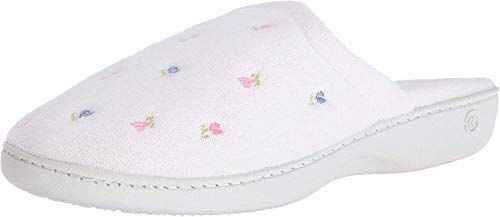 isotoner Isotoner Dames Classic Terry Clog Slippers Slip on, Wit, Small / 6,5-7 US, wit, 39/39.5 EU