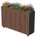 Zelsius Lit de jardin surélevé en acier galvanisé avec roues - 120 x 30 x 80 cm - Anthracite RAL 7016 - aspect noyer - Jardinière, bac à légumes, bac à herbes