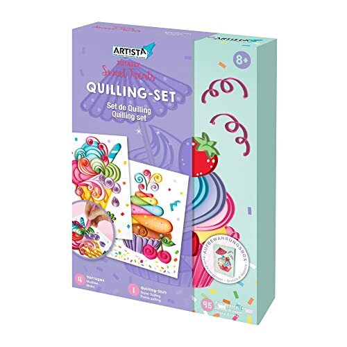 ARTISTA 9301934 Knutselset, quillingset, snoep, doe-het-zelf-kit voor kinderen, creatieve set in praktische opbergdoos