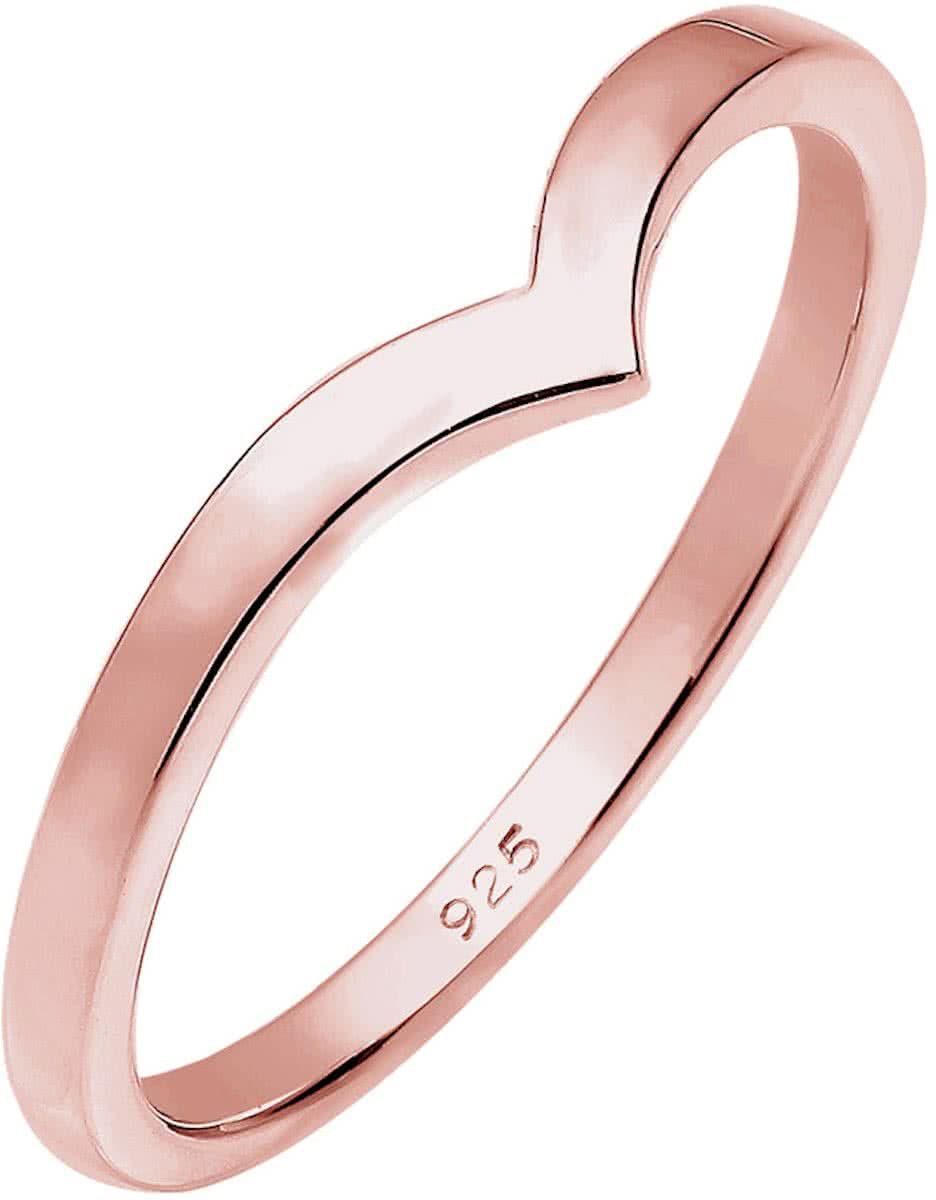 Elli Ring 925 Sterling Zilver - rosekleurig - V-vorm