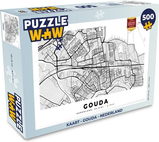 MuchoWow Puzzel Kaart - Gouda - Nederland - Legpuzzel - Puzzel 500 stukjes