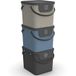 Rotho Albula Set van 3 afvalscheidingssystemen 40l voor de keuken, Kunststof (PP) BPA-vrij, antraciet/blauw/cappuccino, 3 x 40l (40.0 x 35.8 x 34.0 cm)