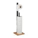 Relaxdays Zwarte toiletpapierhouder op voet, bamboe, met opbergruimte voor vervanging, 5 rollen, 71 x 19 x 19 cm, natuur, 1 element