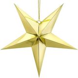 Partydeco Kerstster - goud - 70 cm - decoratie ster - karton - lampion - kerstversiering