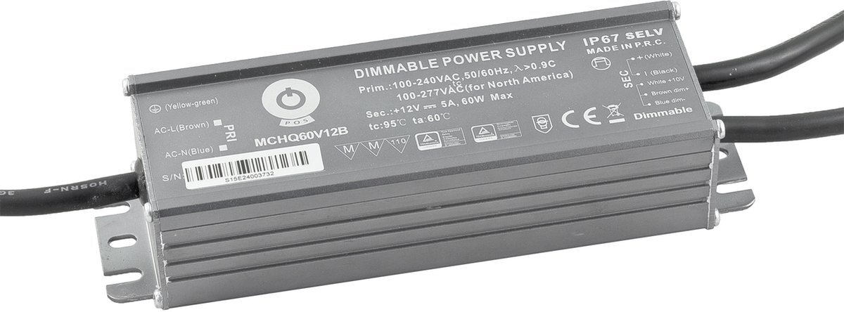 Pos Power 0-10V dimbare ledvoeding - 12 volt - 5 ampère - 60 watt