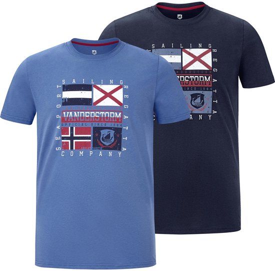 Jan Vanderstorm Heren T-shirts, Set Van 2 - 64/66 - donkerblauw