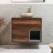 Hudson Reed Hoxton Meuble de lavabo suspendu 80cm Chêne foncé Comprend éclairage LED et lavabo à poser rond Beige (Sand)