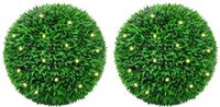 vidaXL Kunstbuxusballen met LED-verlichting - 2 stuks - 55 cm - Groen