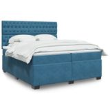 Maison Exclusive - Lit boxspring avec matelas, bleu, 200 x 200 cm, velours