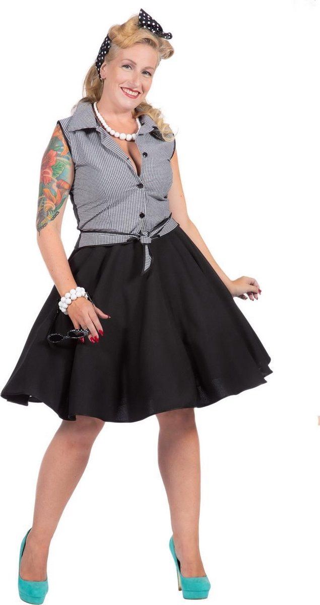 Wilbers Rock & Roll Kostuum | Rockabilly Grijze Rizzo | Vrouw | Maat 38 | Carnaval kostuum