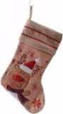 Decoris Kerstsok met rendier - bruin - jute - H45 cm