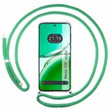Transparante Oppo Transparante beschermhoes voor de Oppo Reno 12F 4G / 12 F 5G, met koord in watergroen