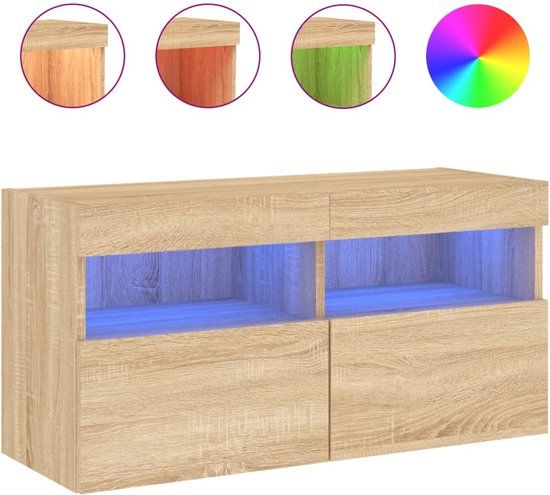 vidaXL Tv-wandmeubel met LED-verlichting 80x30x40 cm sonoma eikenkleur