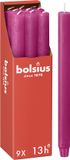 Bolsius - Bougies dîner rustiques - Fuchsia Rose - 9 pièces - 27cm