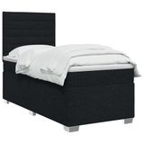 vidaXL Boxspringbed met matras met hoofdeinde Zwart 90 x 200 cm Stof