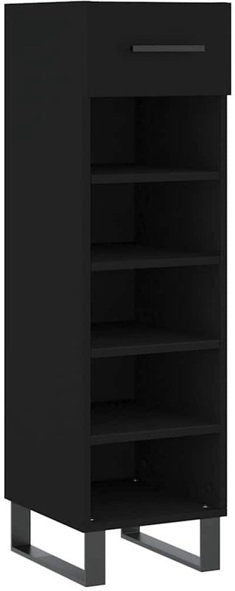 vidaXL Schoenenkast - 30x35x105 cm - Bewerkt Hout - Zwart