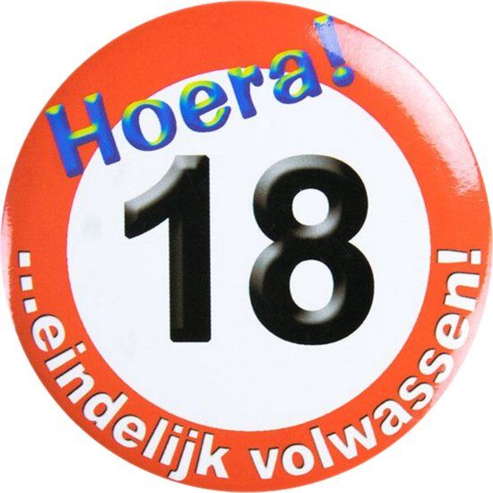 Paperdreams Verkeersbord Button - 18 jaar