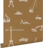 ESTAHome behang voertuigen okerbruin - 53 cm x 10.05 m