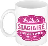 Bellatio Decorations Shoppartners Bv De beste stagiair tekst koffiemok cadeau beker wit roze 300 ml keramiek