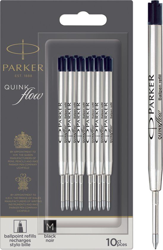 Parker Quinkflow balpenvulling - medium punt - zwart - 10 stuks
