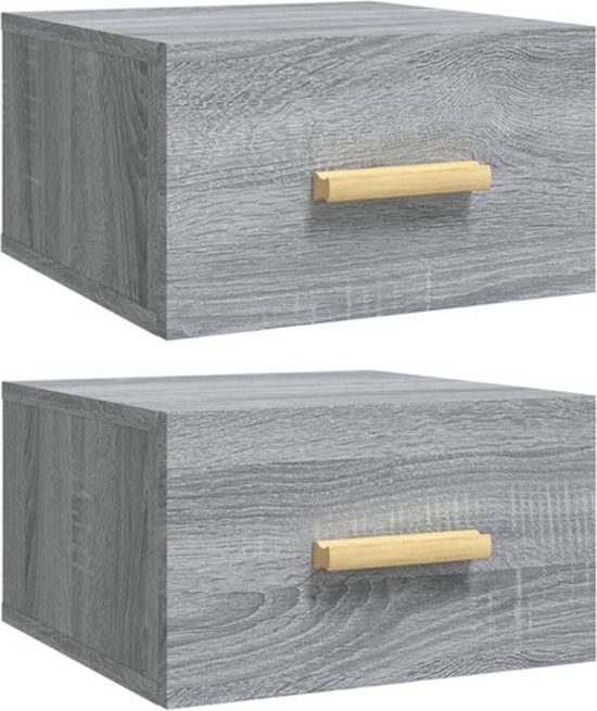 vidaXL Nachtkastjes 2 stuks wandgemonteerd 35x35x20 cm grijs sonoma eiken