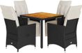 vidaXL 5-delige Tuinset met Kussens, Zwart, Poly Rattan