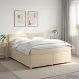 vidaXL Boxspringbed met matras Crèmekleurig 160 x 200 cm Stof