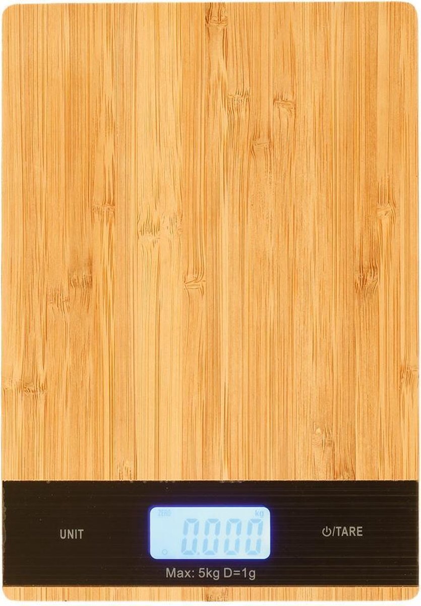 DAY-Useful-Everyday Digitale keukenweegschaal Bamboe - Tot 5000 gram - Inclusief batterij -