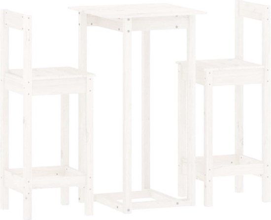 vidaXL 3-delige Barset massief grenenhout wit
