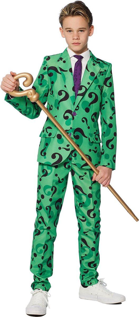 OppoSuits Mr. Riddler Suitmeister kostuum voor kinderen - 98/104 (4-6 jaar) - Groen