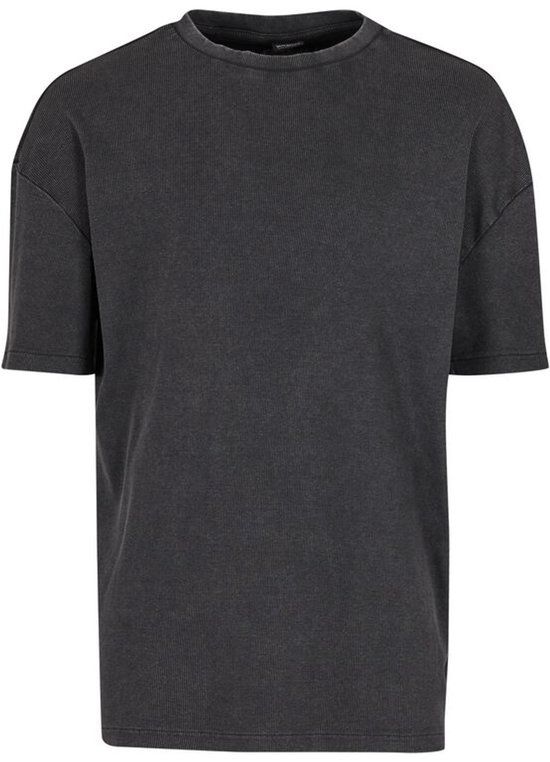 Urban Classics Washed Look Ribbed T-shirt Heren T-shirt - Zwart - XXL