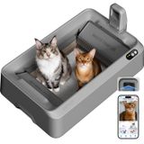 Merkloos Zelfreinigende kattenbak - Met AI-camera - Bidirectionele reiniging - Grijs