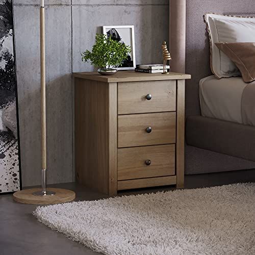 Vida Designs Panama Nightstand 3 Drawer - Natural Oak