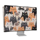 kwmobile Stoffen beschermhoes voor monitor - 24-26" - Oranje/Zwart/Wit Katten design