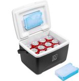 Brisby Koelbox - Frigobox - 8L - Zwart - Tot maximaal 40 uur isolatie - Incl. 2 dikke koelelementen van 450ml - Met koelelementen vergrendeld in deksel en Brisby 500ml Zwarte Dubbelwandige Thermosfles