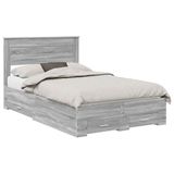vidaXL Bedframe met lade Grijs Sonoma 135 x 190 cm Bewerkt hout