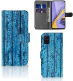 B2Ctelecom Samsung Galaxy A51 Book Style Case Wood Blue