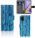 B2Ctelecom Samsung Galaxy A51 Book Style Case Wood Blue