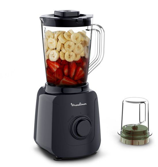 Moulinex Blendforce Essential LM4118F0 – Blender – Smoothies en crushed ice – 450 W – Familiebeker 1 L – Inclusief hakmolen – Smoothie blender